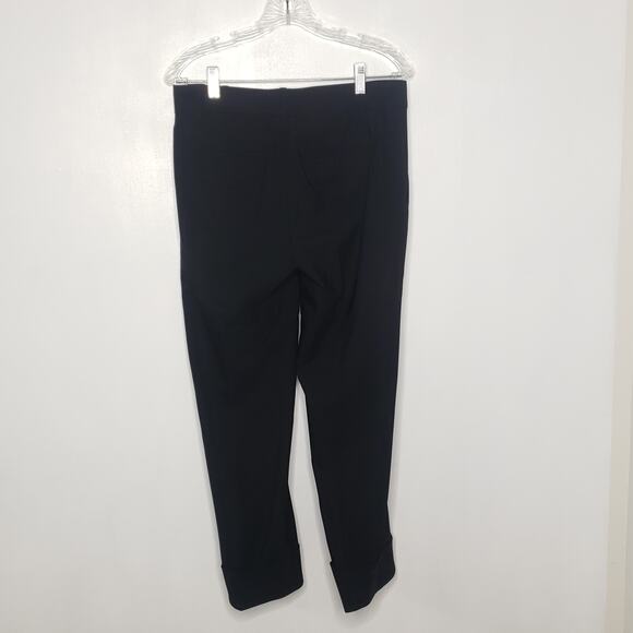 Kate Spade Edie Cigarette Pants Black Gold Zip Stretch Knit Banded Waist Women 4 - Picture 3 of 9